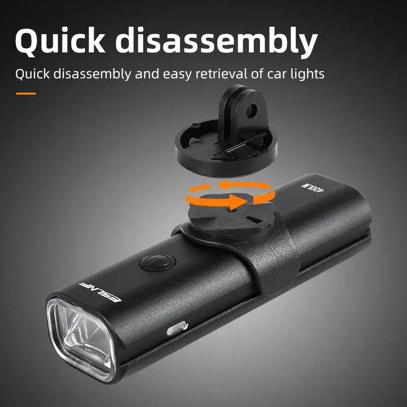 

ESLNF Bicycle Bike Rechargeable Aluminum Waterproof 400 Lumens Quick-Release Headlight Light Alloy Front
