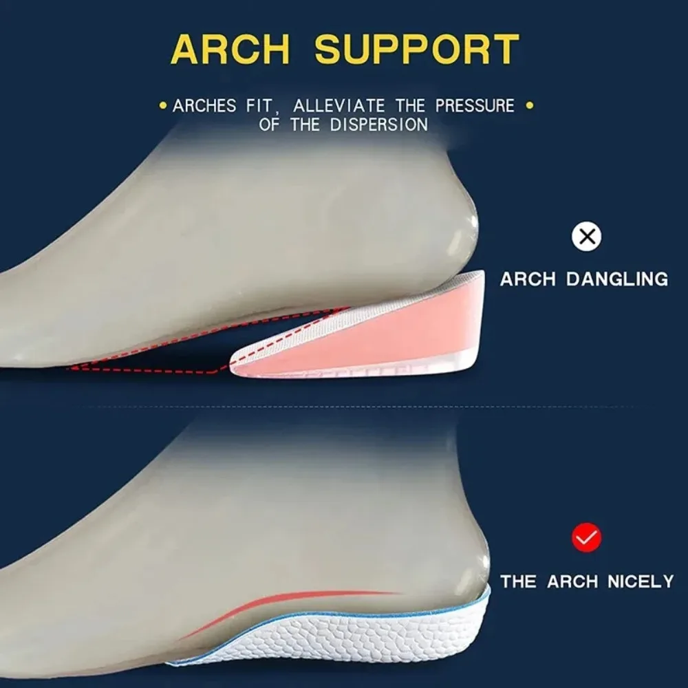New Breathable Invisible height Insole Convenient to Use Durable Half Insole Arch support Increasing Half Insole for Men Women
