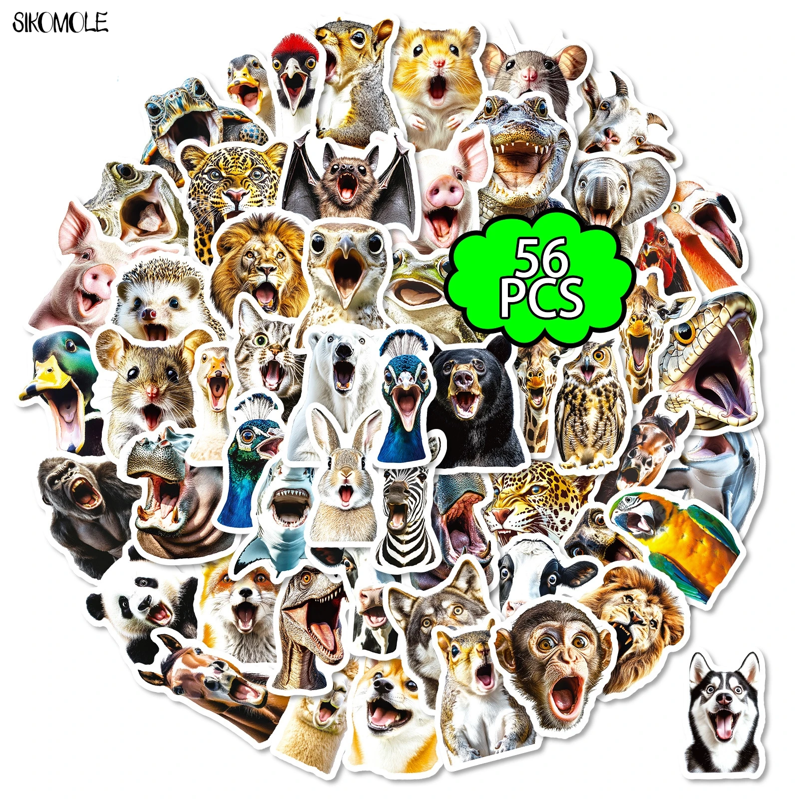 10/30/56 Uds pegatinas de animales sorpresa de dibujos animados estéticas DIY álbum de recortes portátil maleta estacionaria coche calcomanía pegatina de Graffiti juguete