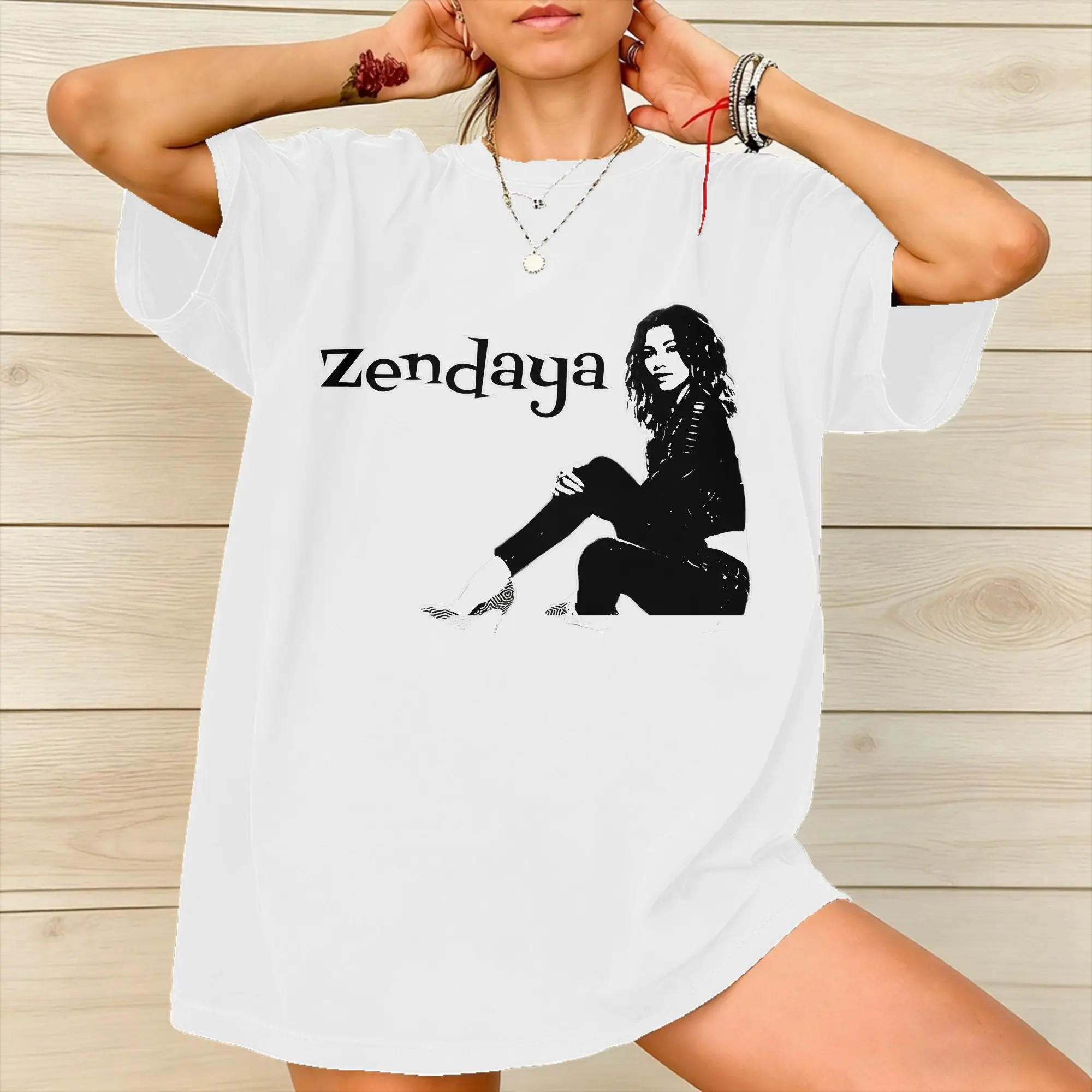 Ruby Rue Zendaya Tee Shirt for Men Women Graphic Printing T Shirts  100% Cotton Clothes