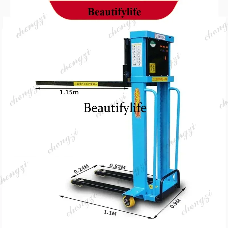 1.6M 500/1000KG Household Electric Lifting Remote Control Forklift Portable Stacker Hand Propelled Handling Forklift Customized