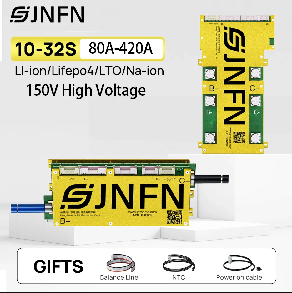 

JNFN ANT BMS 10-32S 150V Li-ion Lifepo4 Smart BMS 16S 48V 20S 60V 30S 96V 400A 420A с BT UART CAN для аккумуляторных блоков 18650
