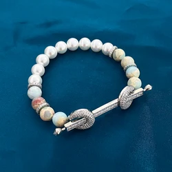 TIRIM Beads Bracelet for Women Hand Made Pearl&Stone Bangle Daily Wear Ceremony Engament  Cocktail Party Jewelry Accessories