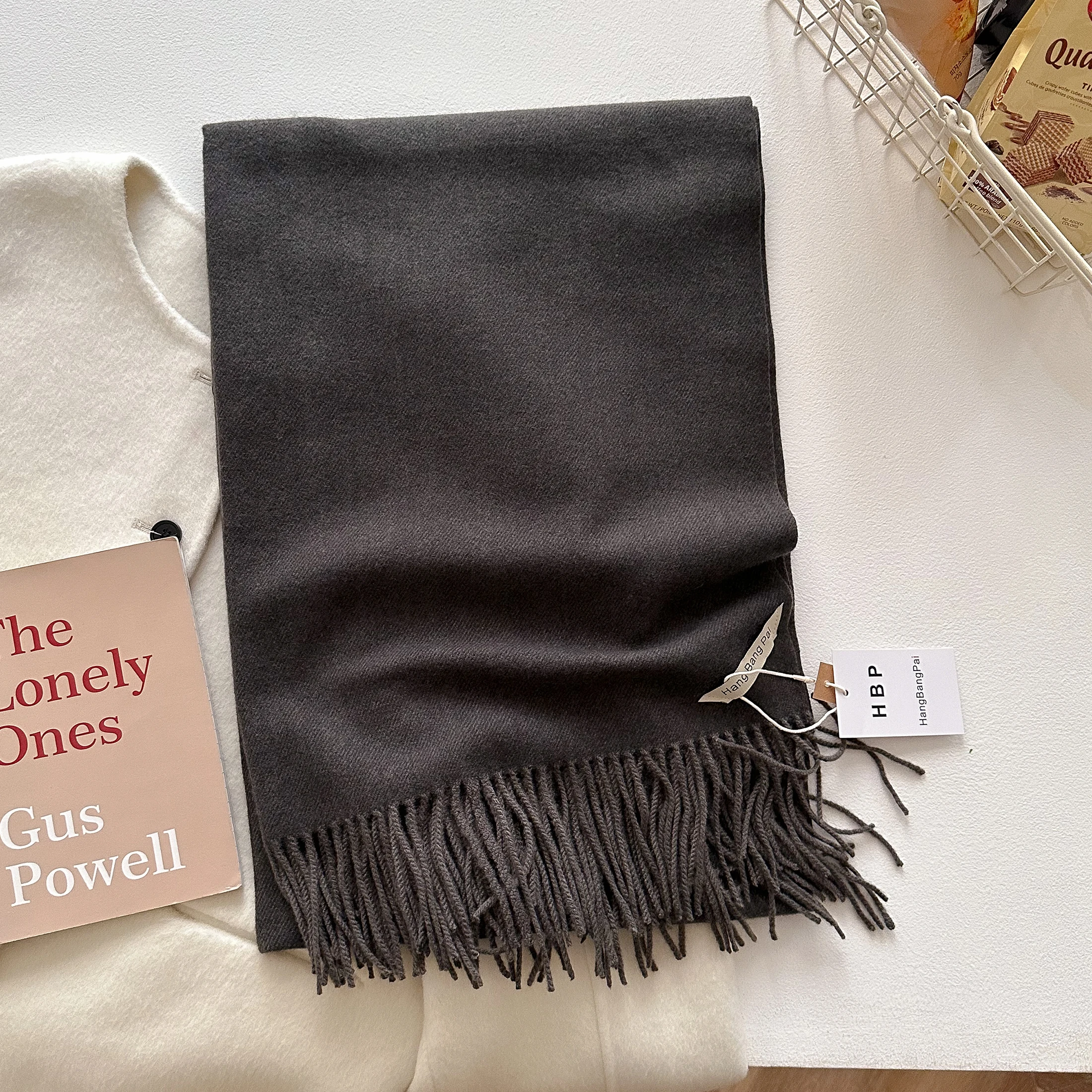 2023 neue Winter Wolle Schal Für Frauen Lange Warme Kaschmir Schals Hijab Solide Dame Schal Wrap Weibliche Pashmina Bandana Kopf schals – Detail 11