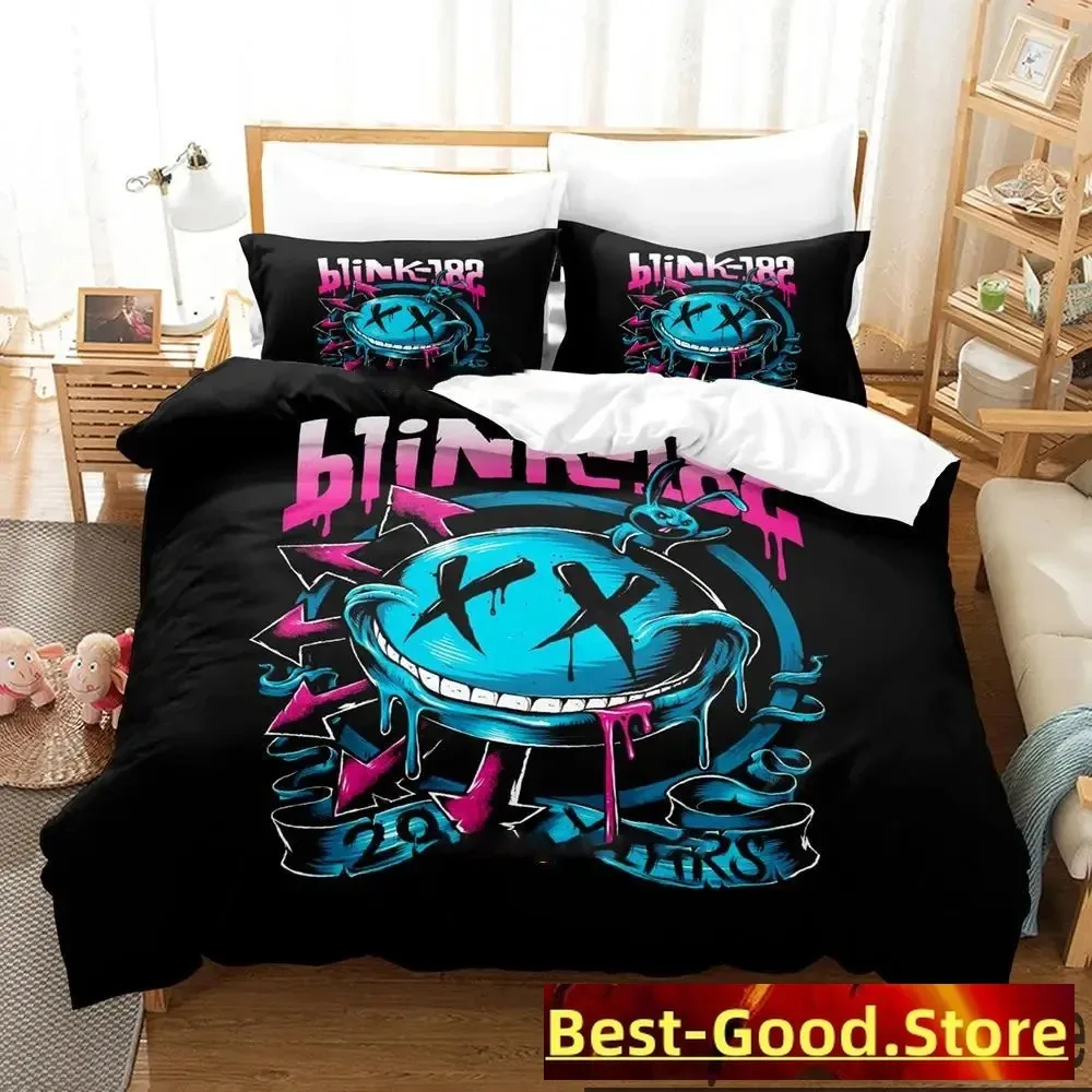 

3D Print Fashion Blink-182 BAND LOGO Bedding Set Boys Girls Twin Queen King Size Duvet Cover Pillowcase Bed boys Adult Bedroom