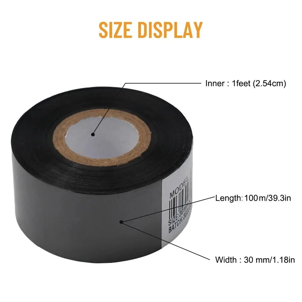 1Roll Black LC1 Printer Ribbon 25/30/35mm 100m Printer Tape Thermal Coding Printing Machine Parts