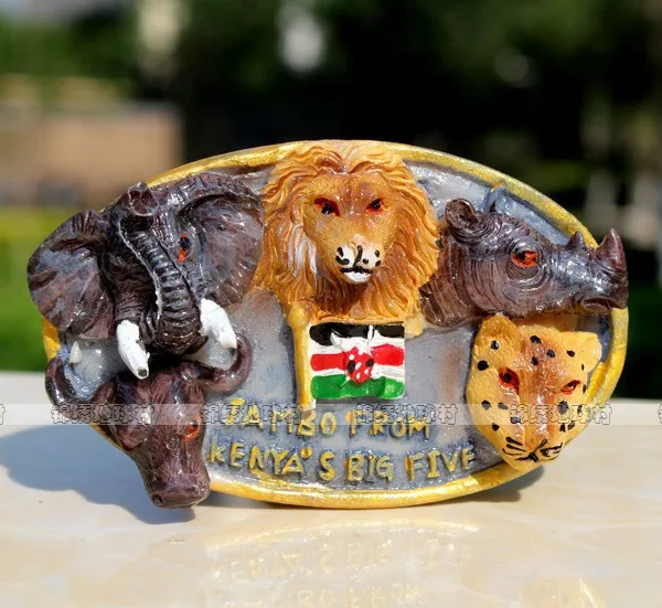 Five Great Beasts of Kenya in Africa, Tunisian Shesel Tourist Souvenir Refrigerator Magnet