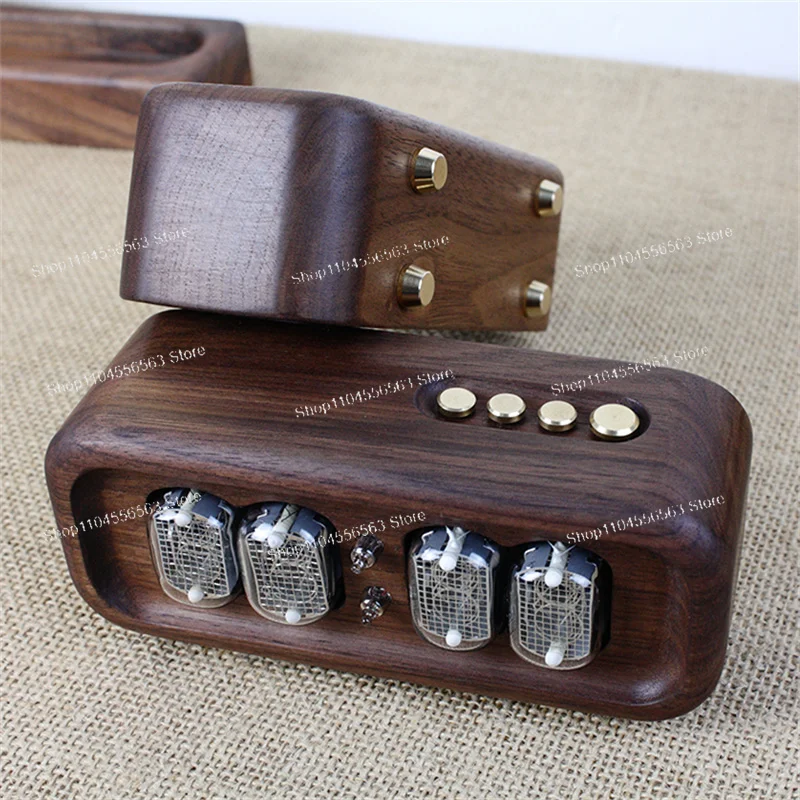 الجوز الأسود خشب متوهج ساعة أنبوبية رقمية خمر سطح المكتب الإلكترونية Nixie ساعة لتقوم بها بنفسك ساعة رقمية ساعات الطاولة هدية