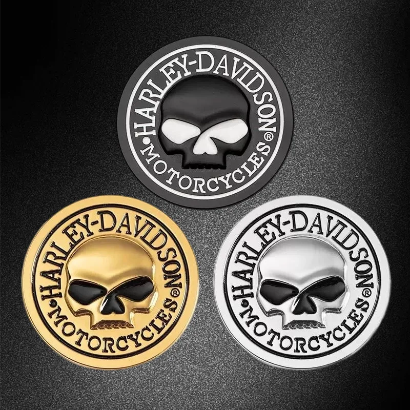 الألومنيوم سيارة الدراجات النارية المعادن الجمجمة ملصق سيارة رئيس قاطرة الذيل غطاء خزان الوقود ل هارلي ديفيدسون تعديل الملحقات #2