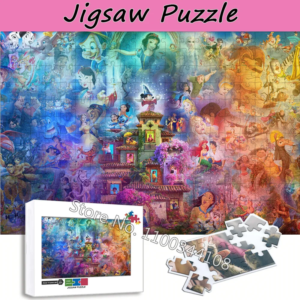 Disney Principessa Topolino Puzzle 300/500/1000 Pezzi Film Classici Assemblaggio Puzzle Gioco di Famiglia Per Bambini Giocattoli Educativi
