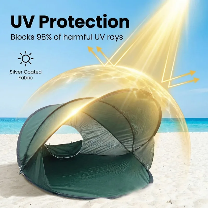 Beach tent, seaside sunscreen, windproof water play, automatic quick opening, outing supplies, outdoor folding sunshade