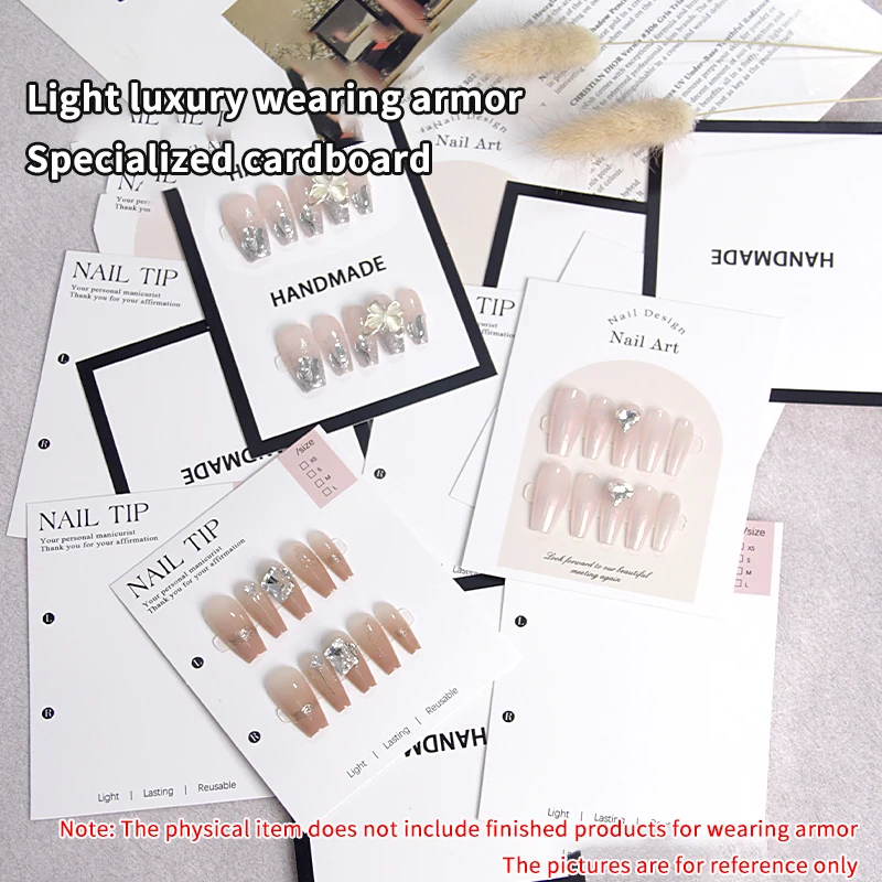 10Pcs Nail Display Cardboard Fake Nails Card Handmade For Press On Nails PhotographProps Manicure Sample Display Salon