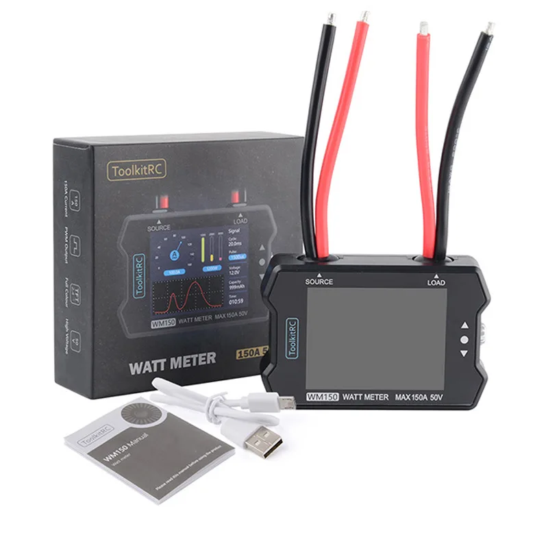

ToolkitRC WM150 Power Meter 50V 150A/32-bit ARM/12-bit ADC/Throttle Signal