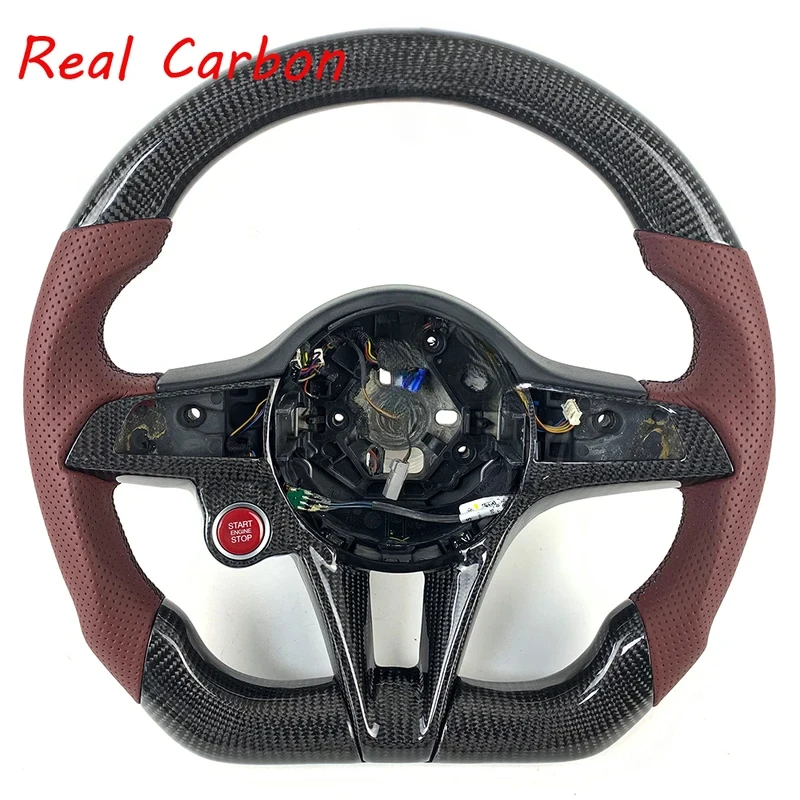 

For Alfa Romeo Perforated Leather & Carbon Fiber Steering Wheel| Fits Giulia (2017-2020) - Customizable