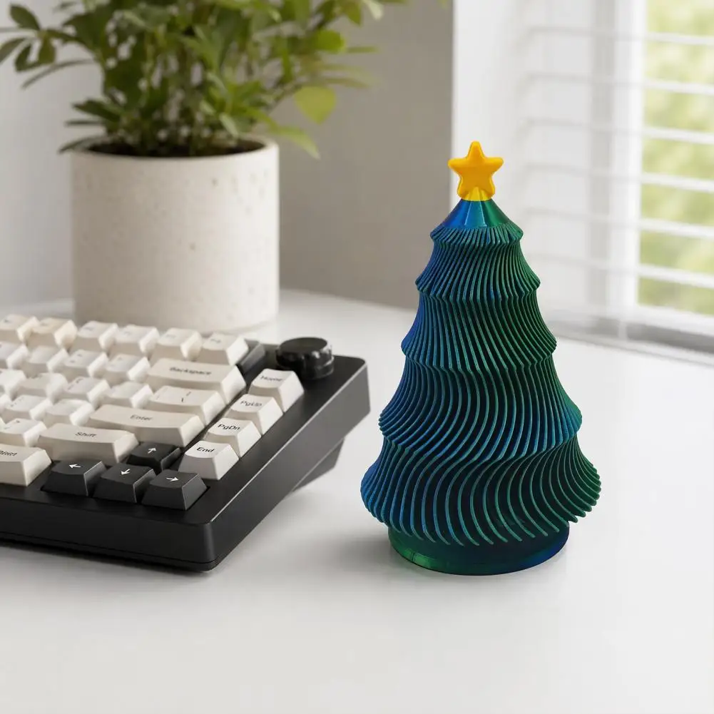 Christmas Tree Fidget Toy 3D Printed Mini Desktop Ornament Anxiety Relief Decompression Hand Toy for Kids Adults Relaxation Gift