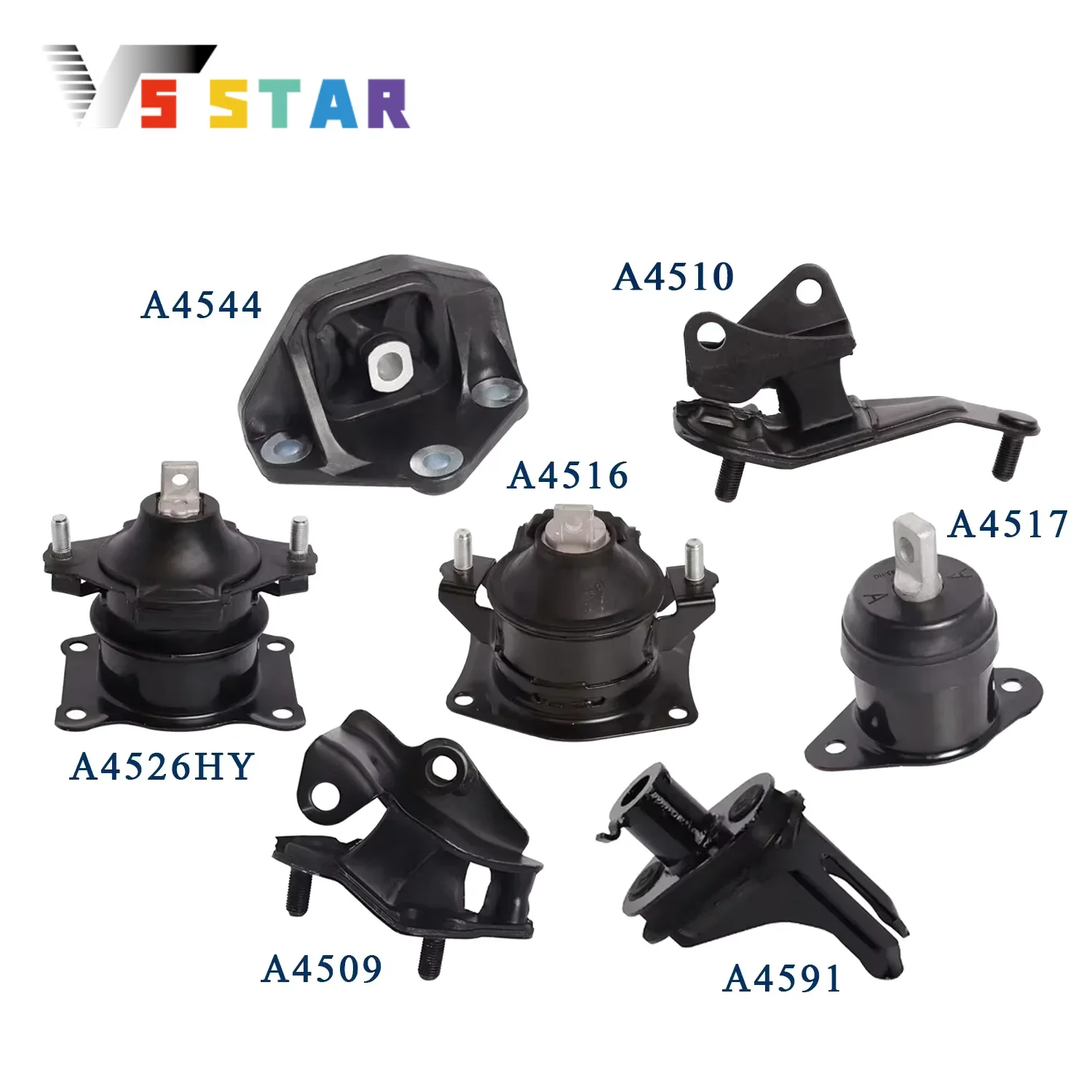 

A4509 A4516 A4510 A4517 A4526HY A4544 A4591 7pcs Engine Motor & Transmission Mount For 2004-2008 Acura TSX L4 2.4L Black