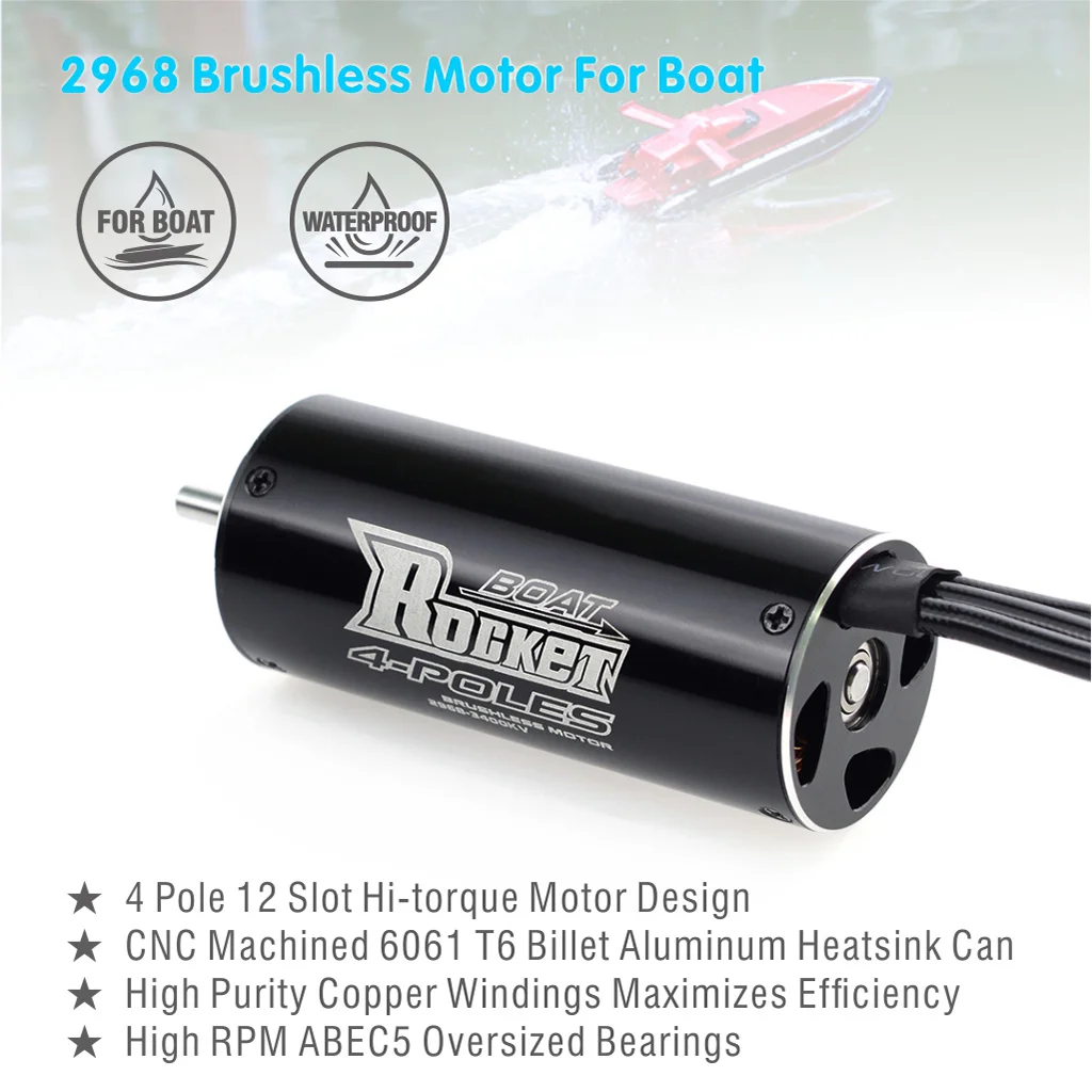 

Surpass Hobby Rocket 2968 3800/3400/4000KV Waterproof Brushless Motor 29-L Water Cooling Jacket for RC Boat Feilun Traxxas Model