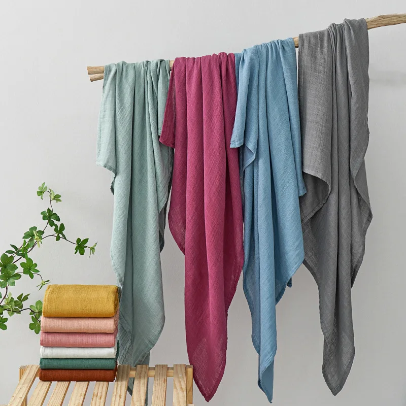Plain Colored Gauze Bath Towel Newborn Swaddling Cloth Baby Wrap Baby Solid Color Gauze Blanket