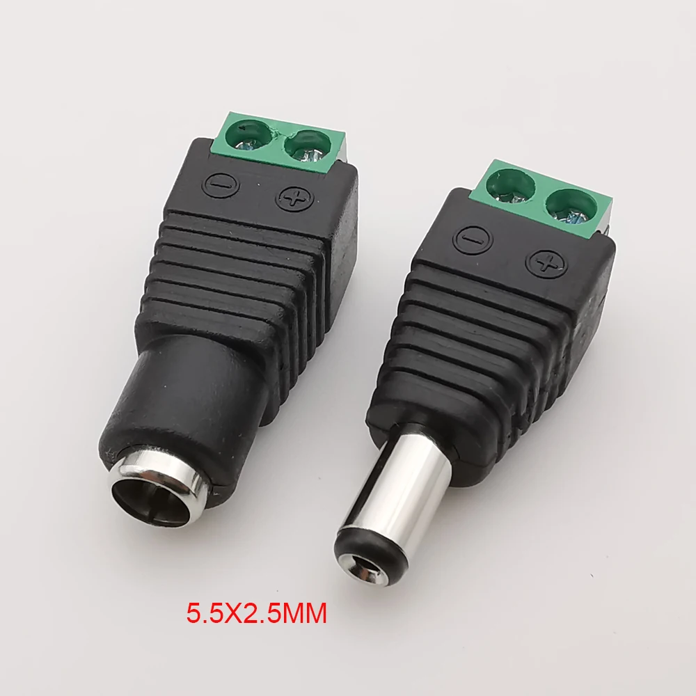 10 قطعة 12 فولت تيار مستمر ذكر موصل سالب 5.5x2.1 مللي متر 5.5*2.5 مللي متر 3.5x1.35 مللي متر برميل موصل ل CCTV كاميرا الأمن Led قطاع #4
