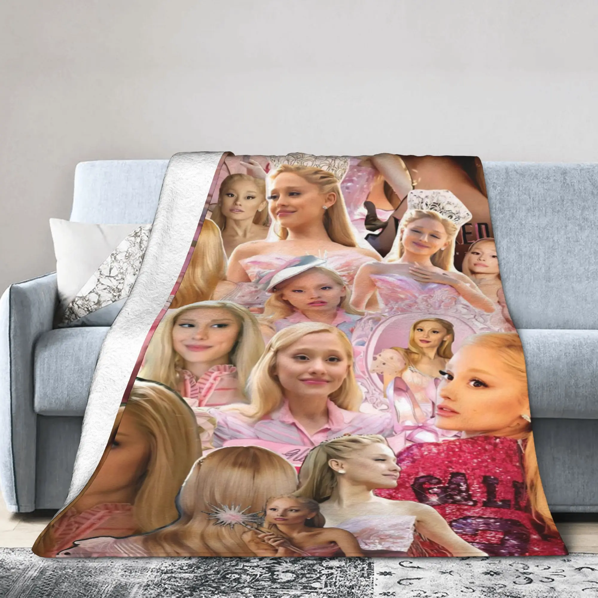 Wicked Movie Knitted Blankets Glinda Ariana Grande Plush Throw Blanket Home Couch Decoration Lightweight Bedspread