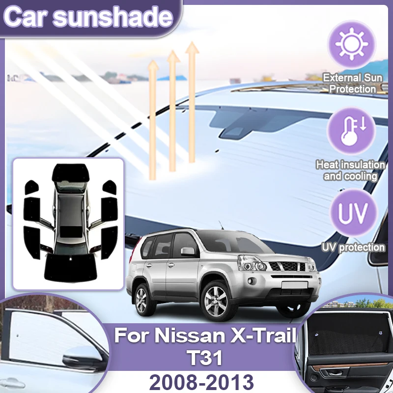 For Nissan X-Trail T31 2008 2009 2010 2011 2012 2013 Full Coverages Sunshade Anti-UV Pad Sun Visor Side Window Windshields Cover