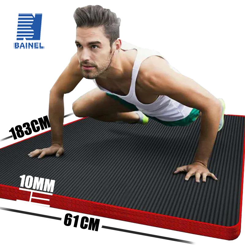 

10MM Extra Thick 183cmX61cm Yoga Mats NRB Non-slip Exercise Mat Fitness Tasteless Pilates Workout Gym Mats With Bandage