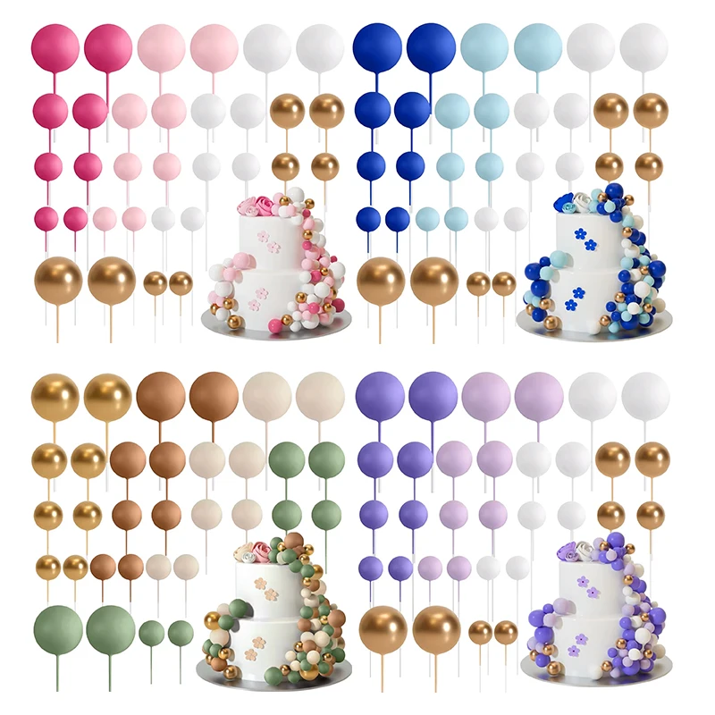 32 Pcs Ball Cake Topper Decorations Mini Balloons Cake Topper Sticks Foam Balls Cake Picks Cake Topper Balls Cake Decorations