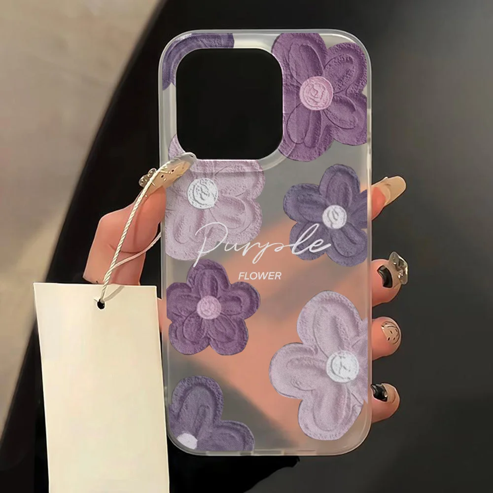 Matte Soft Silicone Phone Cases for iPhone 16 ProMax 13 15 11 14 ProMax 12 13 Plus Flowers Transparent Silicone Shockproof Cover