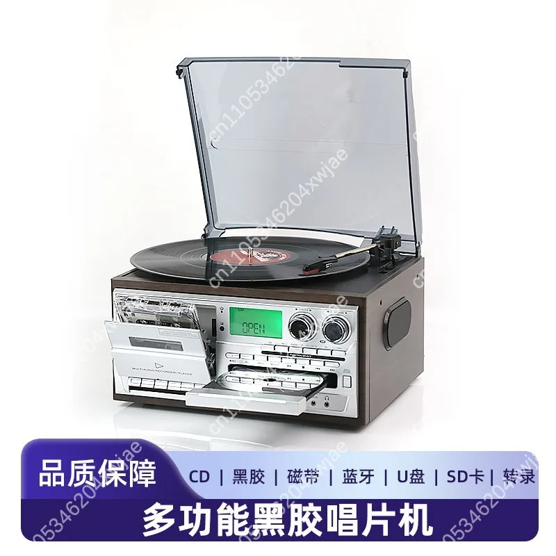 Multifunctional Retro Turntable CD Cassette Bluetooth Player Light Luxury Mini Desktop Audio Decor Gift