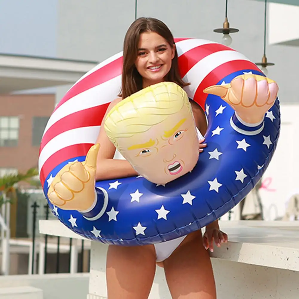 Donald Trump Swim Ring Inflatable PVC Swimming Ring Thumb-up Cartoon President Trump Pool Float Ring Summer Party Supplies