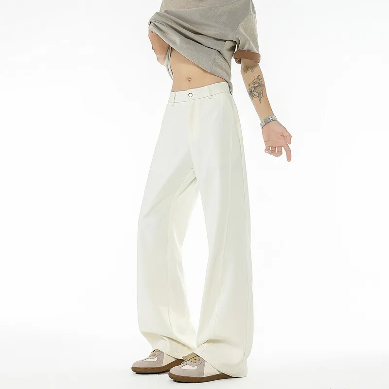 

Men's Solid Color Straight Leg Slight Flare Pants Classic Casual Trousers with Relaxed Fit & Comfortable Stretch for Daily Wear