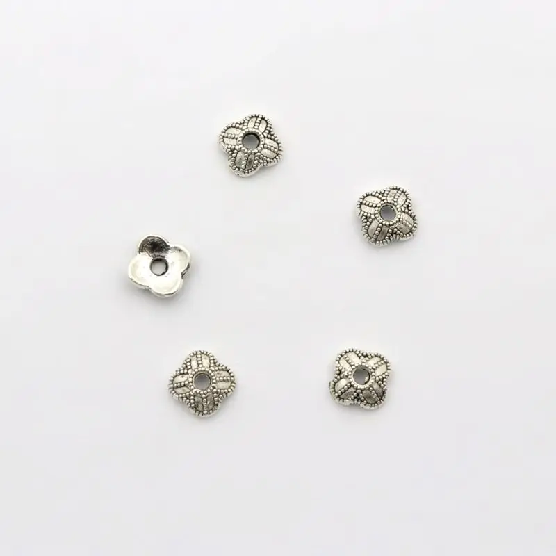 100Pcs 7x2.2mm Clover Cross FlowerSparer Loose End Beads Caps for Jewelry Making Finding Diy Accessories Component Wholesale