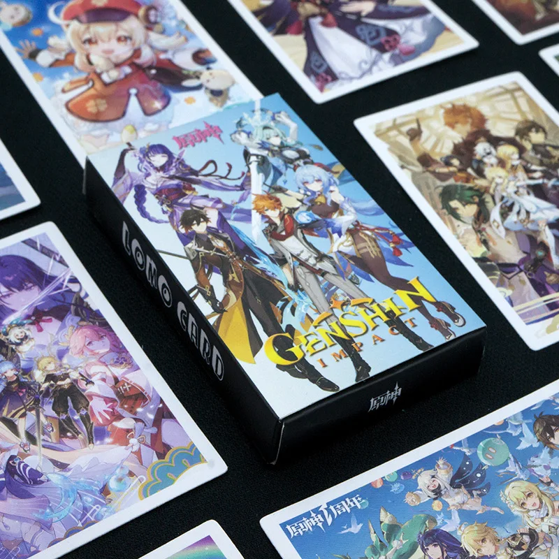 

30pcs Anime Genshin Impact Lomo Cards With Postcards Box Card Games XIAO Venti HU TAO Fans Party Decorations Kids Gift Toy