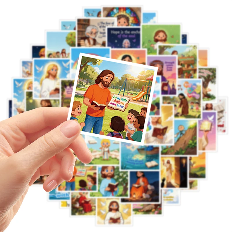 50PCS Cute Jesus Christian Stickers Inspirational Bible Verse Decals Pack Catholic Aesthetic Clipart Stickers for Faith Decor