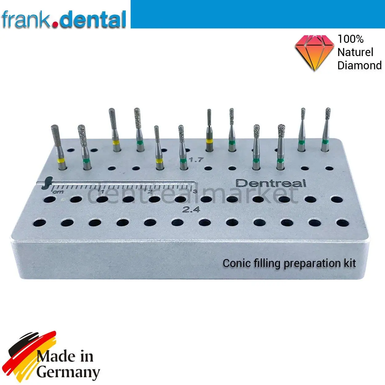  Frank Dental - Conical Filler Preparation Diamond Bur Set