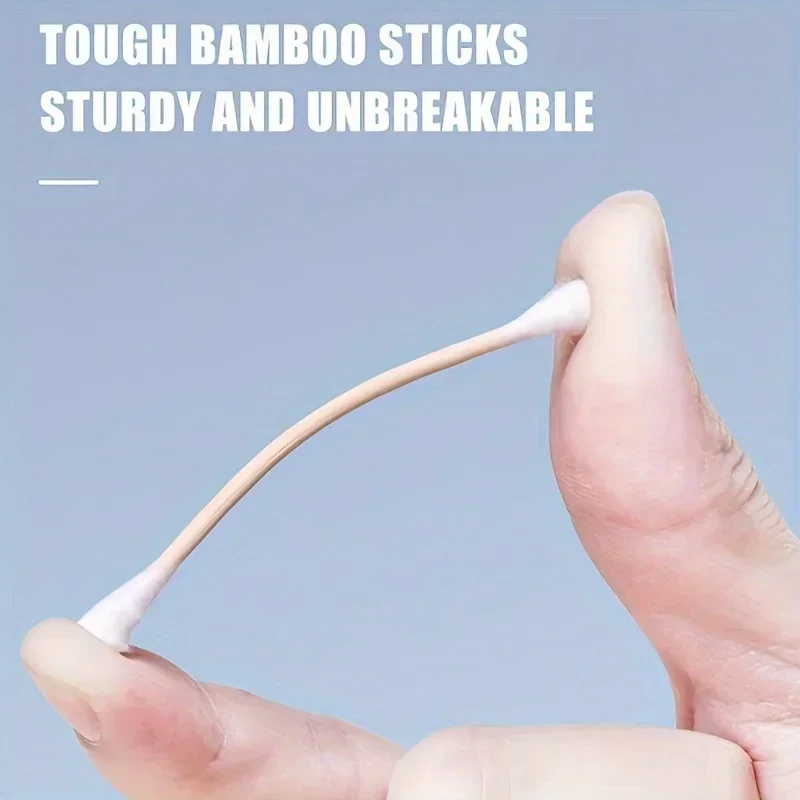 Tamponi di bambù da 100/1000 pezzi Tamponi di cotone per orecchie- Tamponi di cotone-Bastoncini di cotone spessi rotondi doppi per strumento di pulizia del trucco