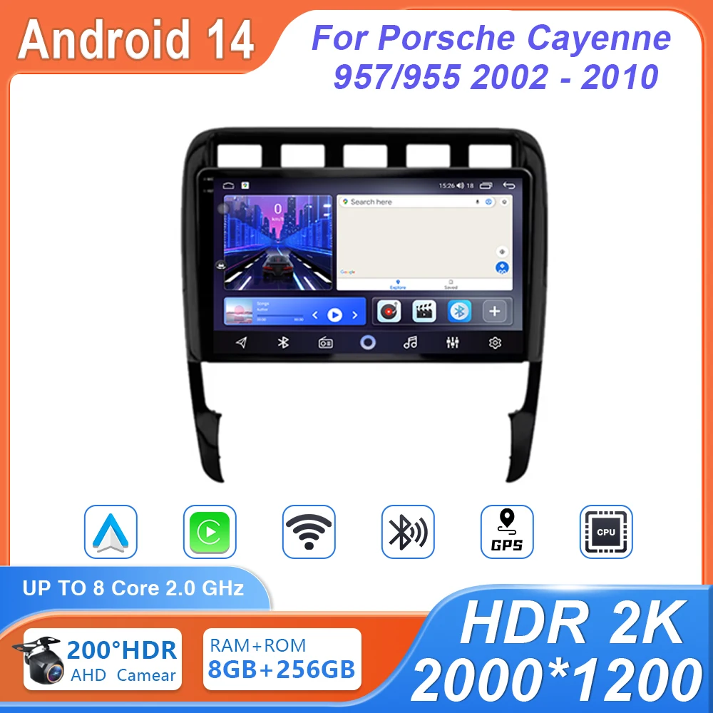 

Android 14 for Porsche Cayenne 957/955 2002 - 2010 Car Player Stereo Multimedia GPS Auto Radio Navigation Carplay No 2Din DVD