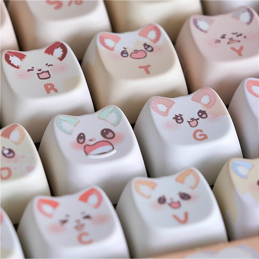 

Mouse Dudu Keycap Mao Cute Pbt 142 Key Full Set Of Mechanical Keyboard Keycaps Cute Little Mouse Head Cute Cat Keycap