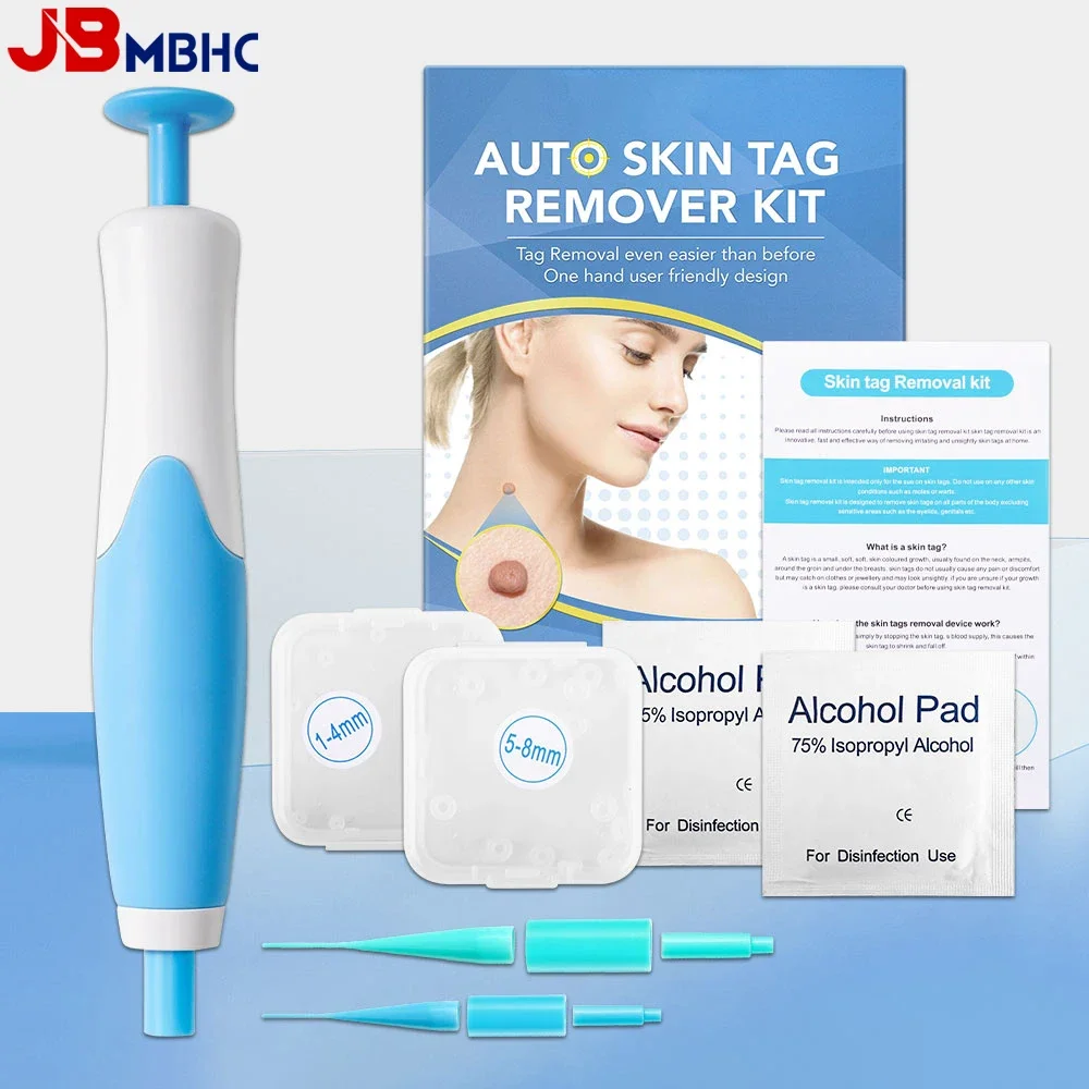 Auto Skin Tag Removal ชุดเครื่องมือไม่เจ็บปวดผิวป้าย Mole สิวกําจัดหูดปากกาทําความสะอาด Swabs Facial Skin Care เครื่องมือความงาม