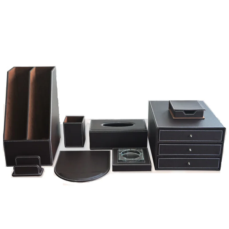 

Leather Desktop Set, High-end Business Office Storage Supplies, File Cabinet, Pen Holder, File Holder