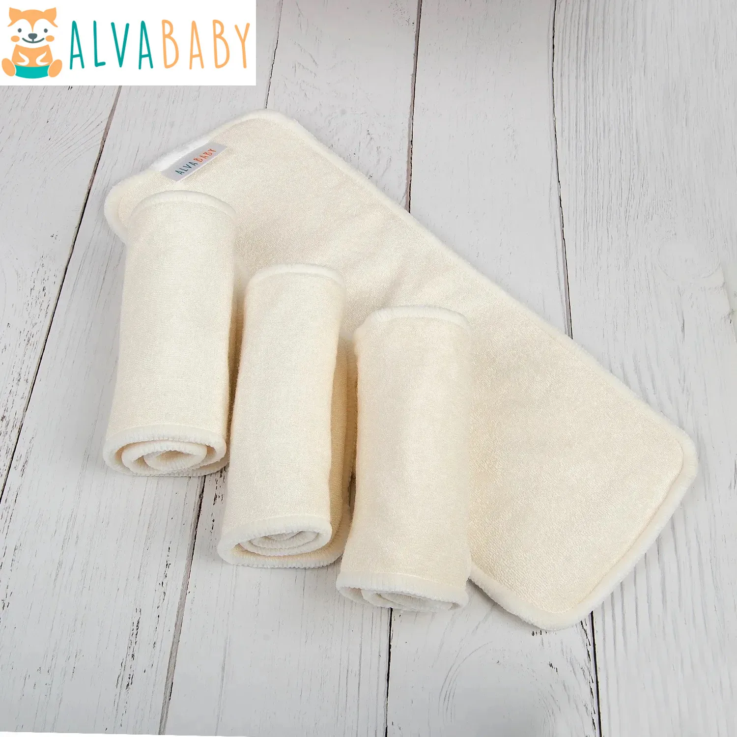 4 قطعة إدراج الخيزران ALVABABY المضادة للبكتيريا عالية الامتصاص 4 طبقات قابلة لإعادة الاستخدام الخيزران الحفاض اينر قابل للغسل حفاضات إدراج