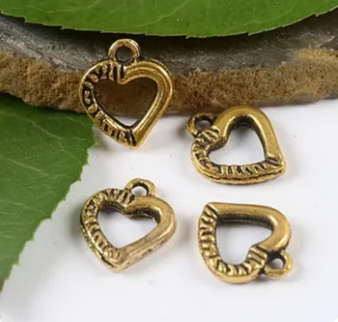 50 stücke 15*13mm legierung anhänger dunkelgold herz rahmen charms für schmuck herstellung hwh2045