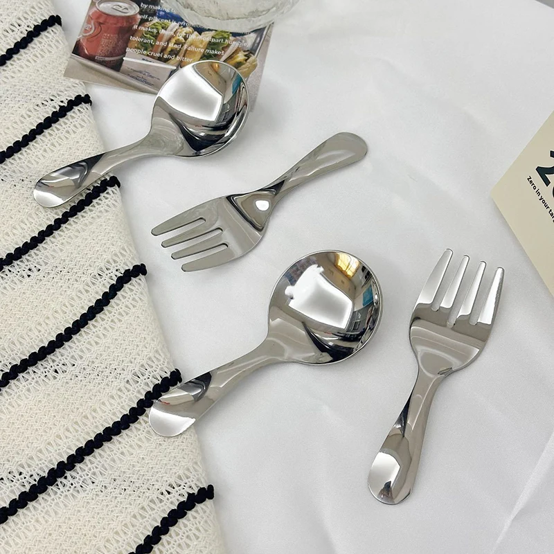 Colher redonda de aço inoxidável premium; Colheres de sobremesa elegantes douradas para acessórios de cozinha