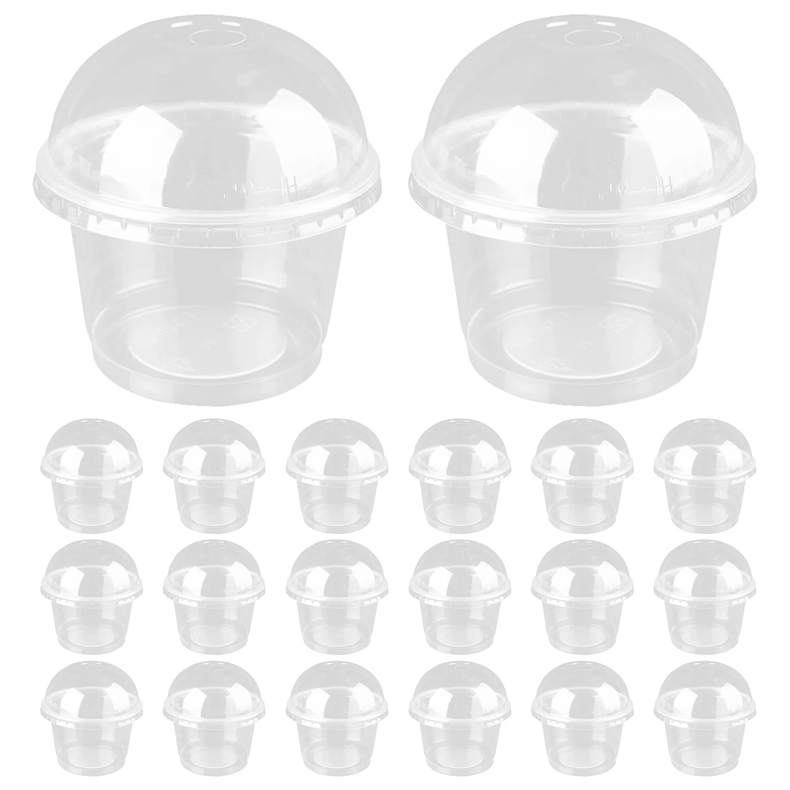 

20pcs Dessert With Lids Disposable Pudding Thickened Plastic Salad Cups For Party Wedding Banquet Ice Cream Cake Storage
