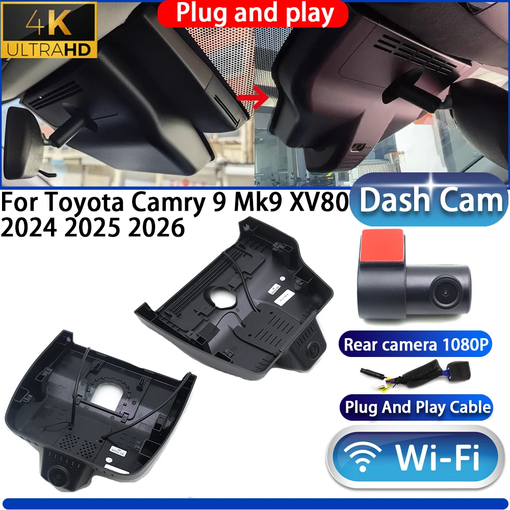 

HighCity For Toyota Camry 9 Mk9 XV80 2024 2025 2026 Dash Cam Camera 4K UHD 2160P Night Vision DVR Plug And Play Video Recorder
