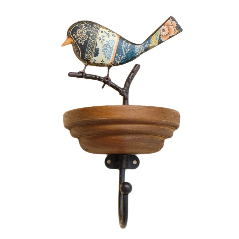 

*American rural pastoral retro solid wood bird decorative hook creative wall hook