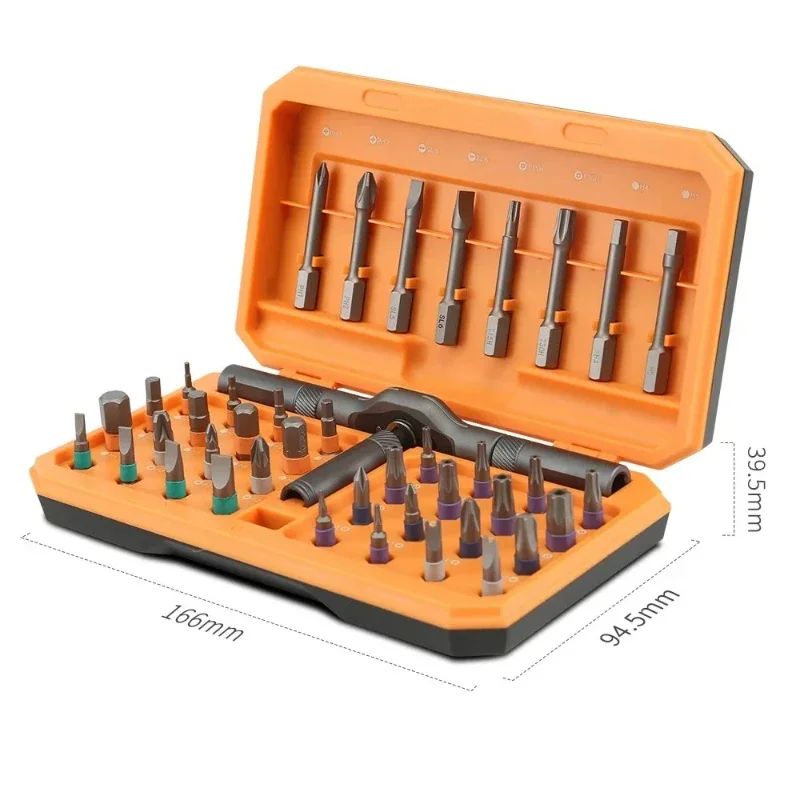 High hardness 42 in 1 effortless ratchet,rotatable magnetic screwdriver set,detachable handle,for home,office,school maintenance