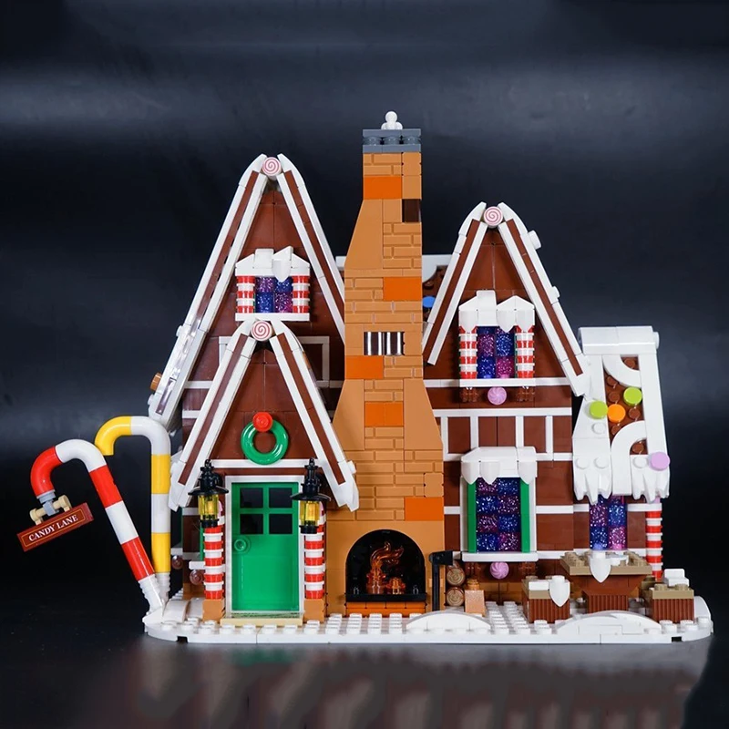 Creative Mini Christmas Gingerbread man House Building Blocks Hut Model Assemble Bricks Toy Holiday Gifts For Kid Girl Boy Adult