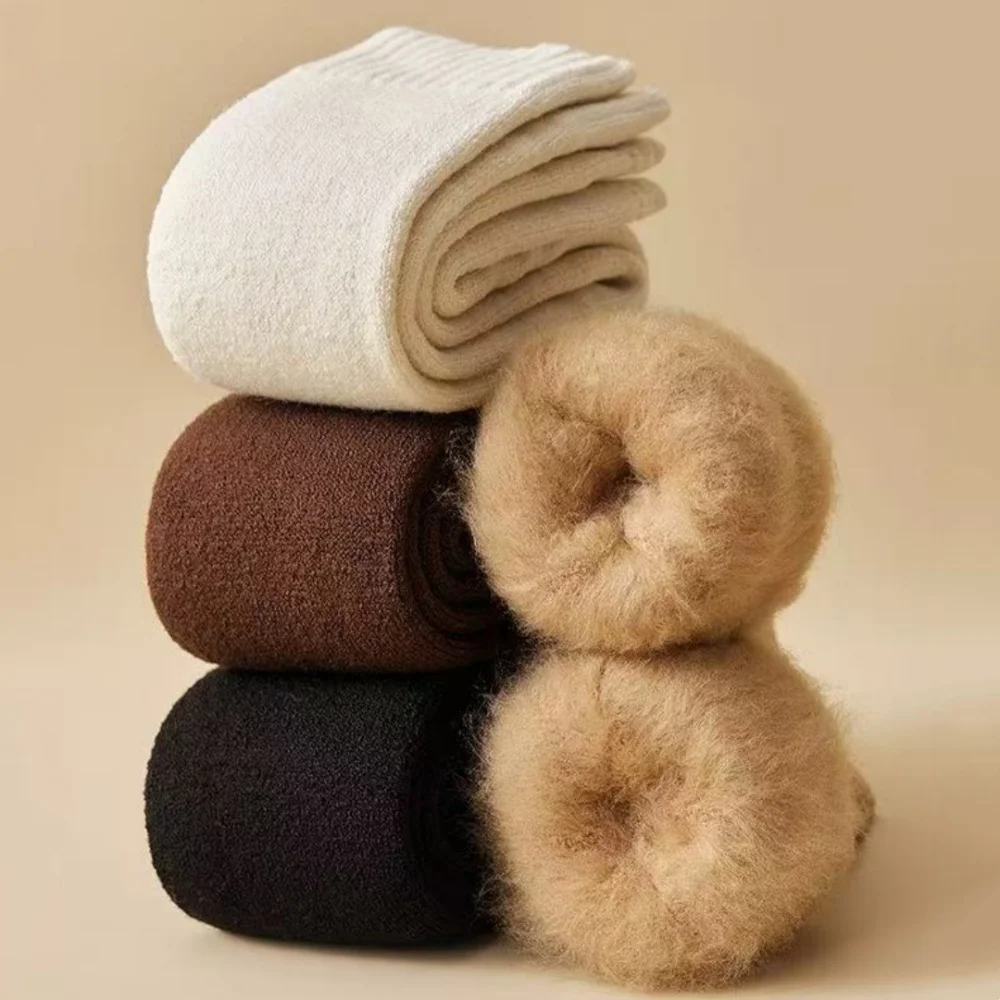 

Winter Women Men Over-the-Knee Thermal Leg Warmers Cover Knitted Thicked Foot Covers Long Boot Socks Plush Elastic Stockings