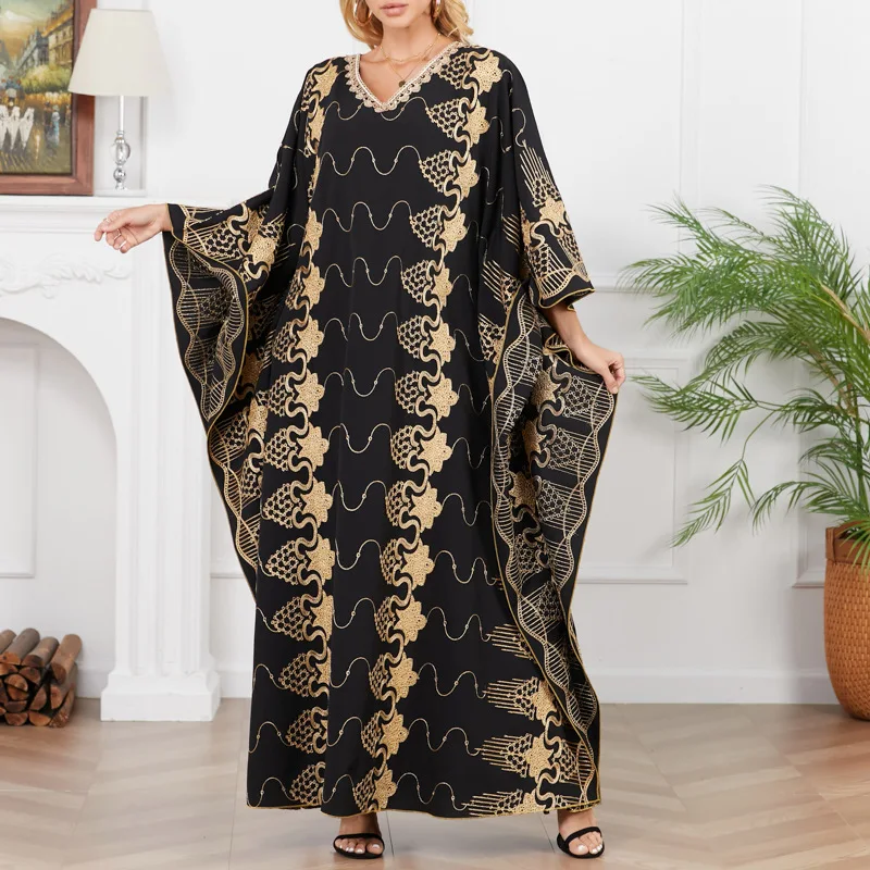 Ethnic Clothing Dress Muslim Abaya Robe Printed Dress